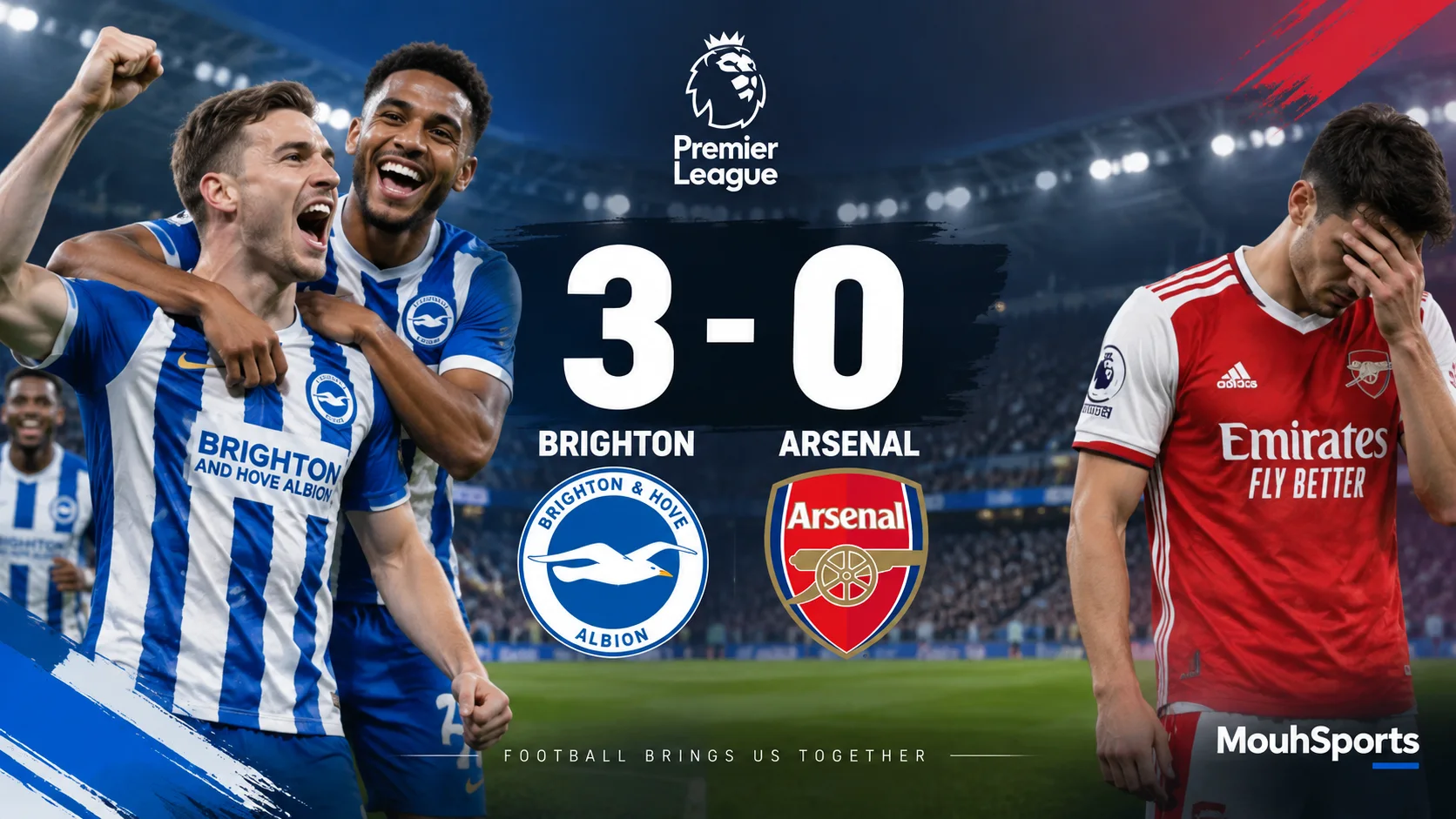 Brighton 3-0 Arsenal Premier League match result
